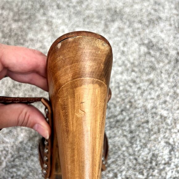 Miu Miu Bow Wood Heels Sandals Platform Shoes Studs 37 - Picture 13 of 14